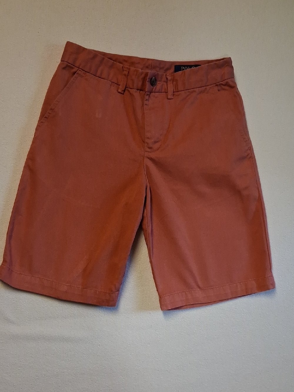 Polo by Ralph Lauren Kids Size 12 Rust-Red Flat Front Chino Shorts 5 Pockets
